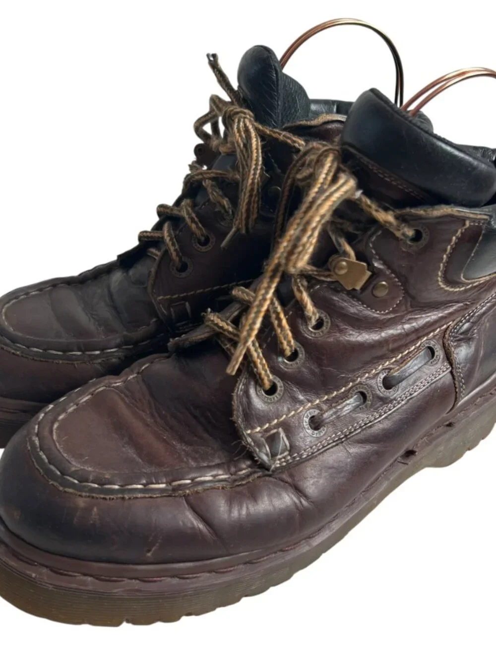 Vintage Dr Martens boots oiled brown leather moc toe UK 8 US mens 9 lace up